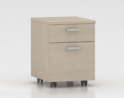 Buck rodante, cajón y archivo. Acacia oscura / plata. (Cajón y archivo - Acacia oscura. - )