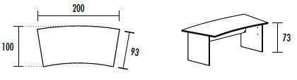 Mesa curva 200 x 100 cms. Peral. (200 x 100 - Peral - )